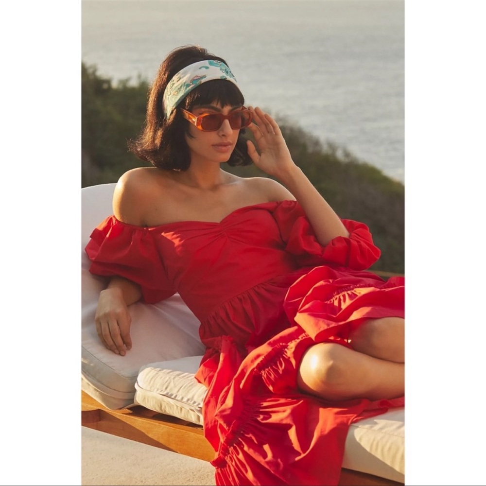 ISO ANTHRO ATSU Off the shoulder poplin midi dress